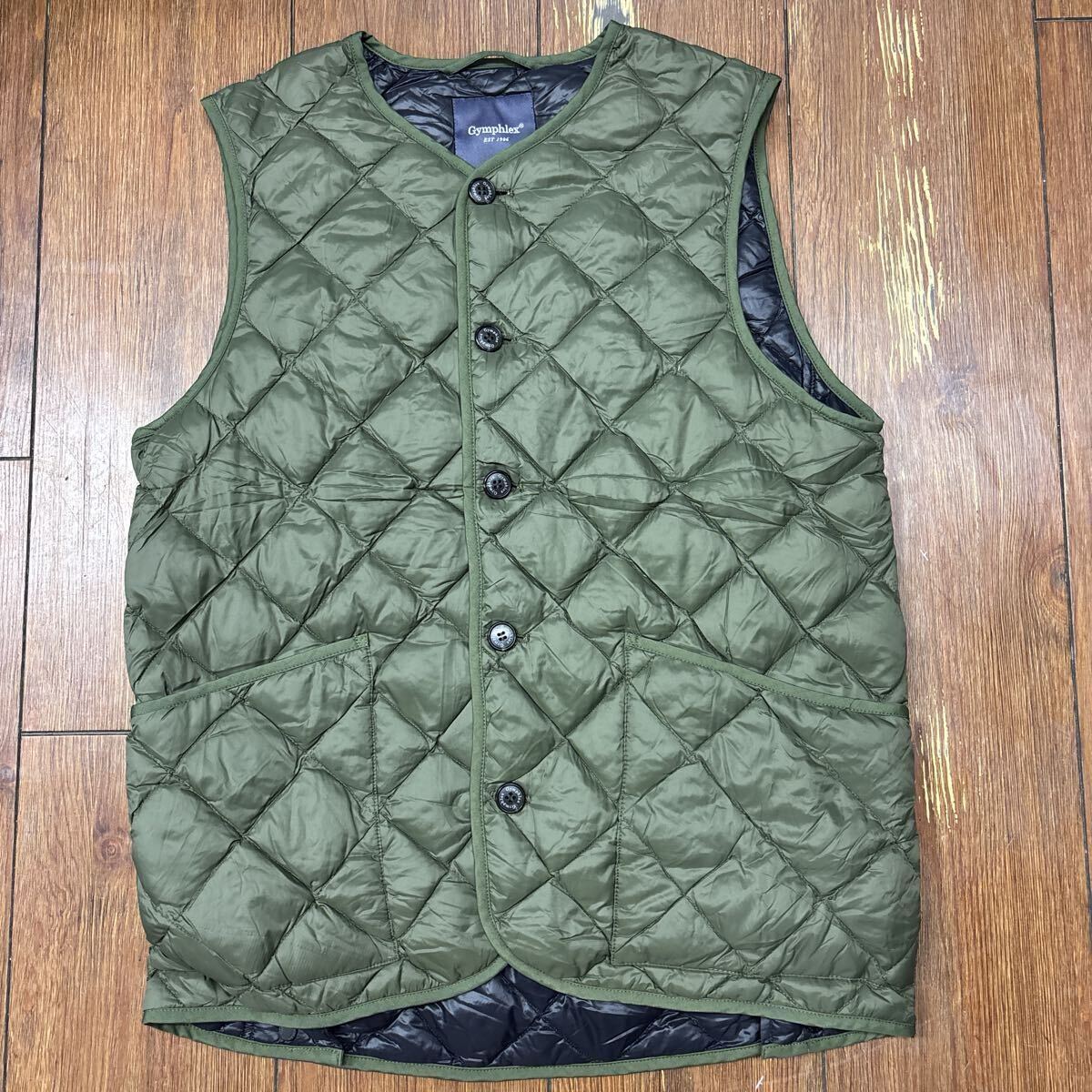 Gymphlex ジムフレックス キルティングベスト オリーブ ダウン メンズ L h1拍卖