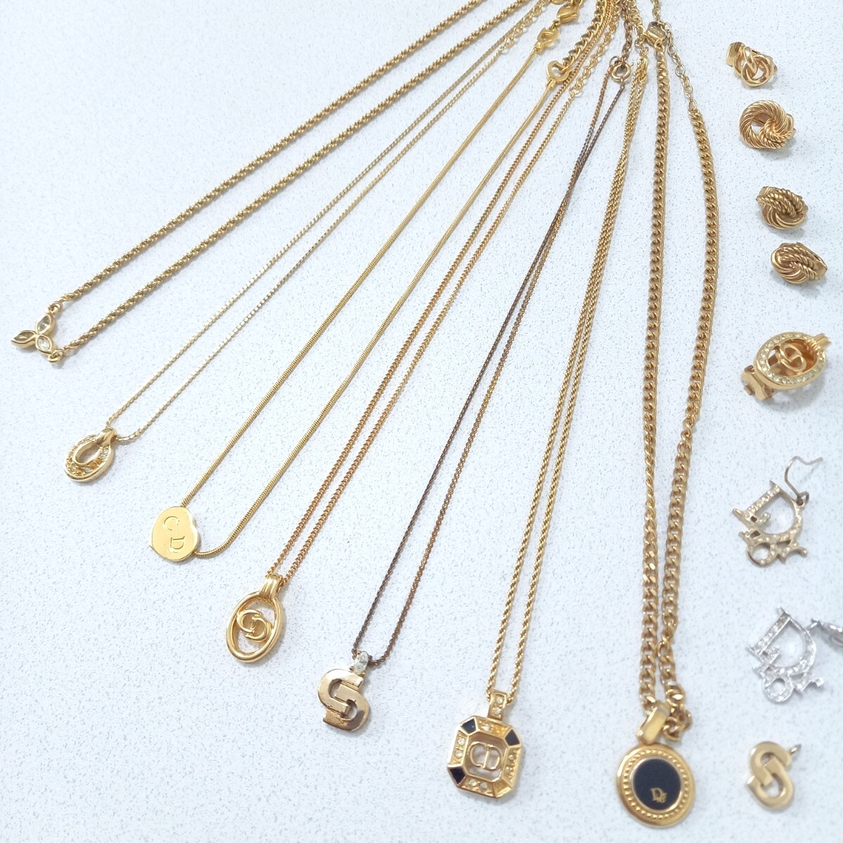 【14点】 まとめ 大量 Christian Dior ディオール ヴィンテージ ネックレス イヤリング トップ ゴールド シルバー ラインストーン CD拍卖