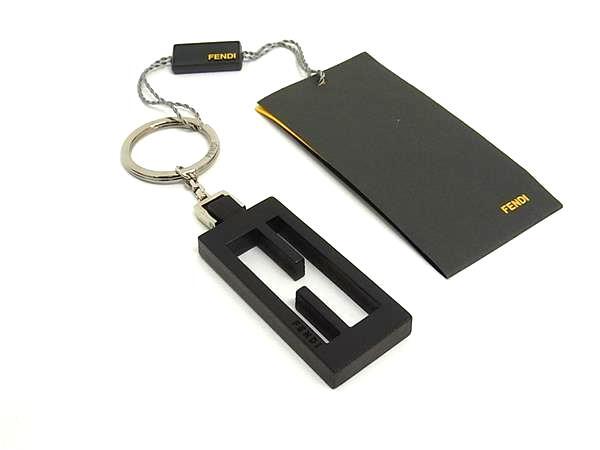 ■新品同様■ FENDI フェンディ キーリング キーホルダー バッグチャーム レディース メンズ ブラック系×シルバー系 BN8908拍卖
