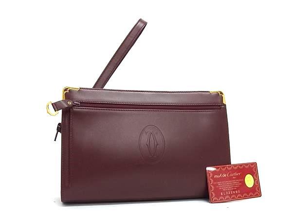 1円 ■美品■ Cartier カルティエ マストライン レザー クラッチバッグ セカンドバッグ メンズ レディース ボルドー系 BT3513拍卖