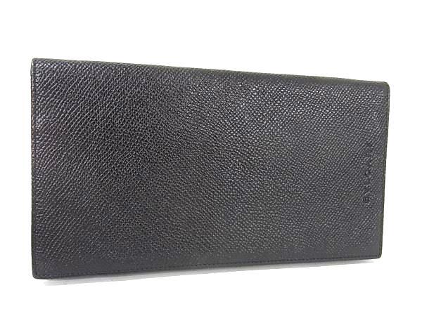 1円 ■新品同様■ BVLGARI ブルガリ レザー 二つ折り 長財布 ウォレット 札入れ カード入れ メンズ レディース ブラック系 FX3242拍卖