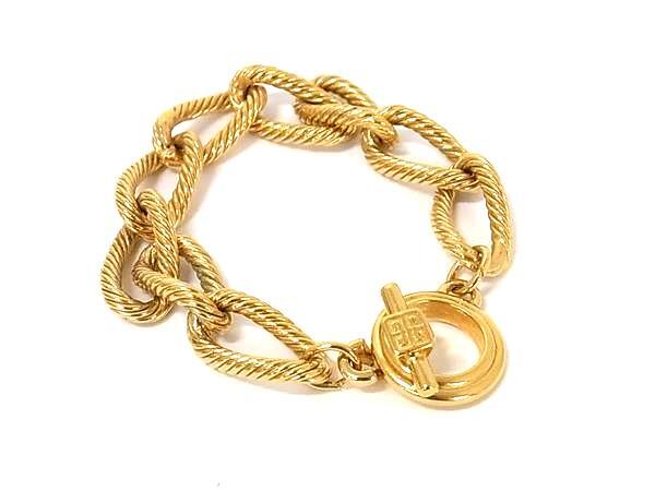 1円 ■美品■ GIVENCHY ジバンシィ ヴィンテージ ブレスレット アクセサリー メンズ レディース ゴールド系 DB4228拍卖