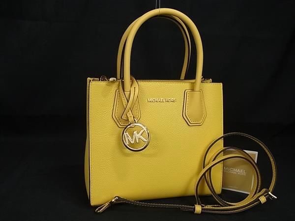 1円 ■新品■未使用■ MICHAEL KORS マイケルコース レザー 2WAY ハンドバッグ トート ショルダーバッグ レディース イエロー系 BL4546拍卖