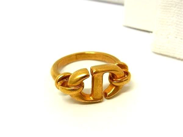 1円 ■美品■ ChristianDior クリスチャンディオール リング 指輪 アクセサリー 表記サイズ L (約10号) レディース ゴールド系 FW2208拍卖