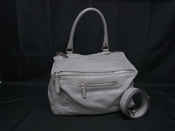 1円 GIVENCHY ジバンシィ パンドラ レザー 2WAY クロスボディ ハンドバッグ ショルダー 斜め掛け レディース メンズ グレー系 FW3327拍卖
