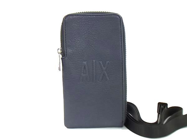 1円 ■新品■未使用■ ARMANI EXCHANGE アルマーニエクスチェンジ レザー スマホショルダーバッグ ポシェット ネイビー系 BM2979拍卖