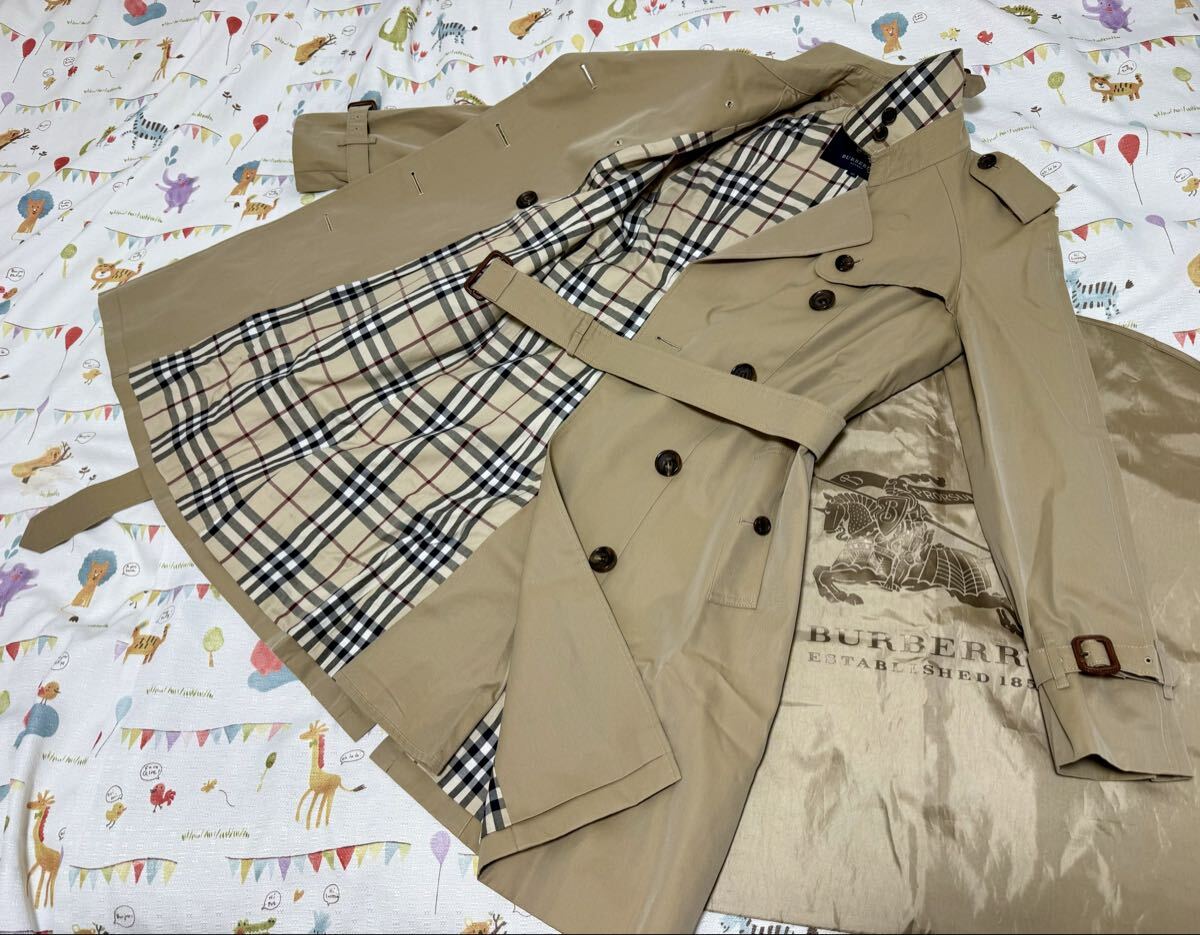 19万★高年式光沢ハニーベージュ 40 L BURBERRYバーバリーロンドン レディースライナーベルト付トレンチコートチェック柄拍卖