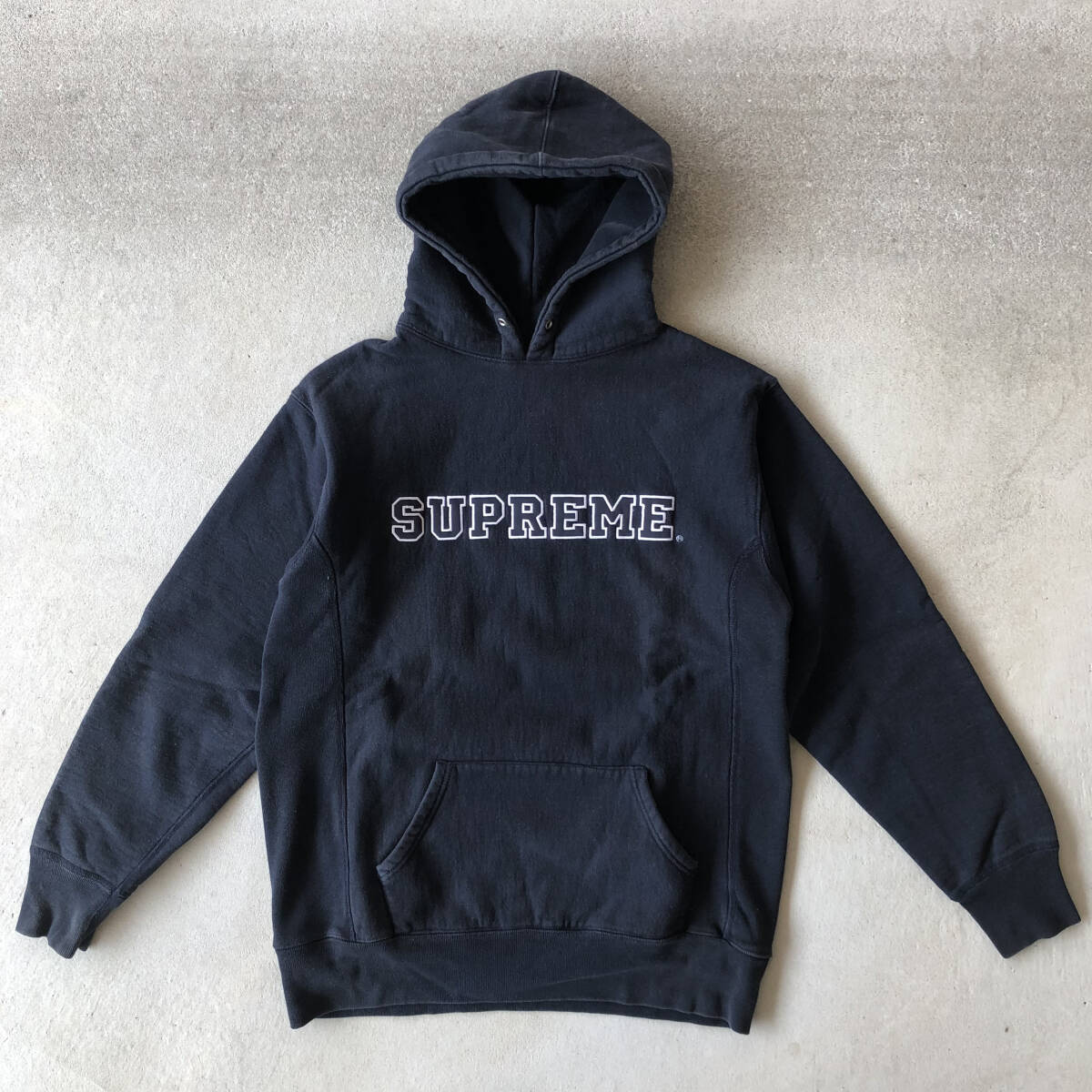 OLD SUPREME hooded sweat college logo スウェットパーカ リバースウィーブ カナダ製 サイズL拍卖