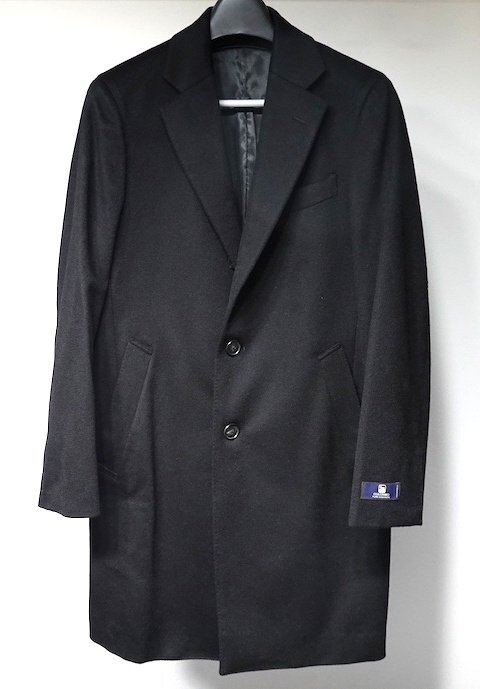 カシミヤ100% 定価20万 新品未使用 BERNEYS NEWYORK バーニーズ COLOMBO ピュアカシミヤ MADISON チェスターコート ブラック メンズ 46拍卖