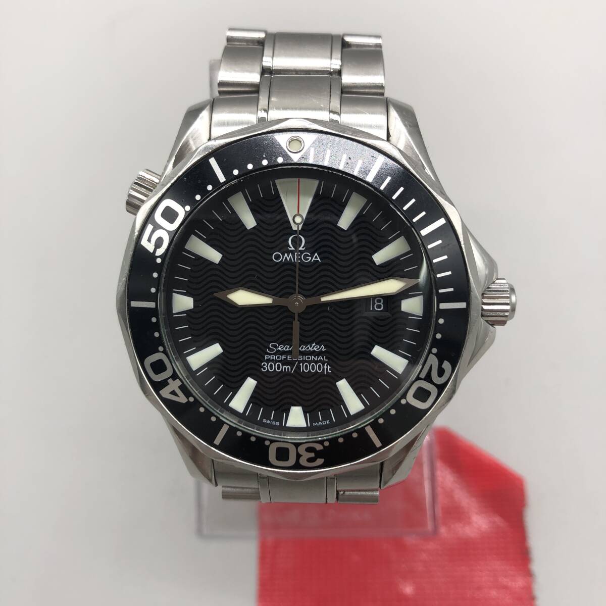 『売り切り』OMEGA オメガ シーマスター SEA MASTER 腕時計 クォーツ時計 ブラック文字盤 シルバーカラーベルト O拍卖