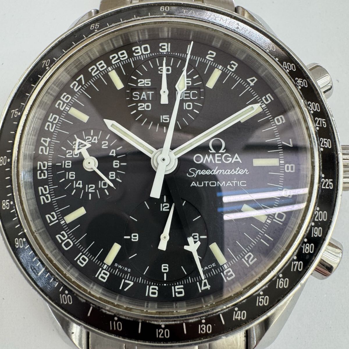 ★OMEGA オメガ スピードマスター クロノグラフ メンズ 腕時計 3520.50 自動巻き 稼動 ジャンク 黒文字盤 ベルト破損 箱あり OB1278拍卖