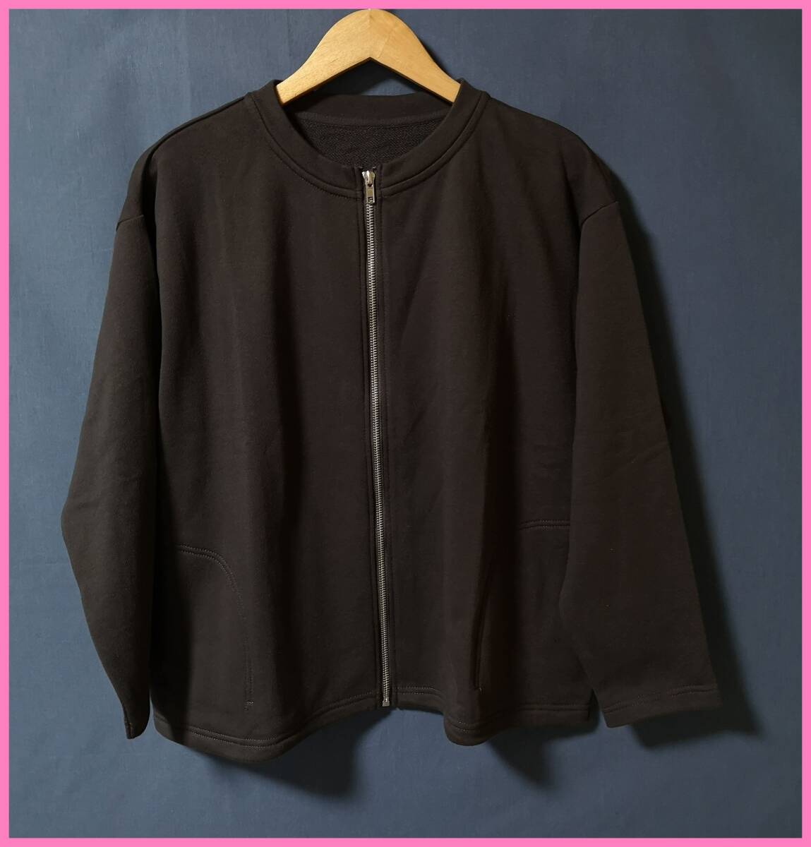 JKT‐141‐3☆春秋☆新品☆送料込み☆即決☆ナチュラル系☆綿☆薄手のトレーナー素材☆M~Lサイズ☆ジャケット☆チャコールグレー拍卖