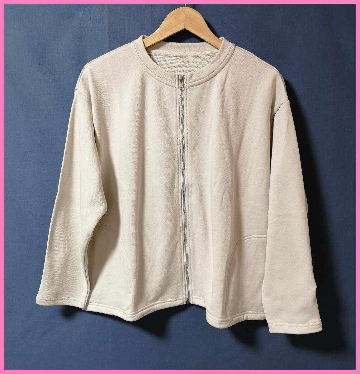 JKT‐141‐2☆春秋☆新品☆送料込み☆即決☆ナチュラル系☆綿☆薄手のトレーナー素材☆M~Lサイズ☆ジャケット☆ライトベージュ系拍卖
