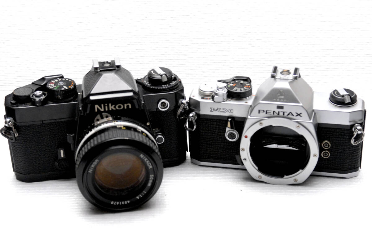 ニコン・ペンタックス製 昔の高級一眼レフカメラ(FEボディ + MXボディ + レンズ付)3台まとめて 希少品 ジャンク拍卖