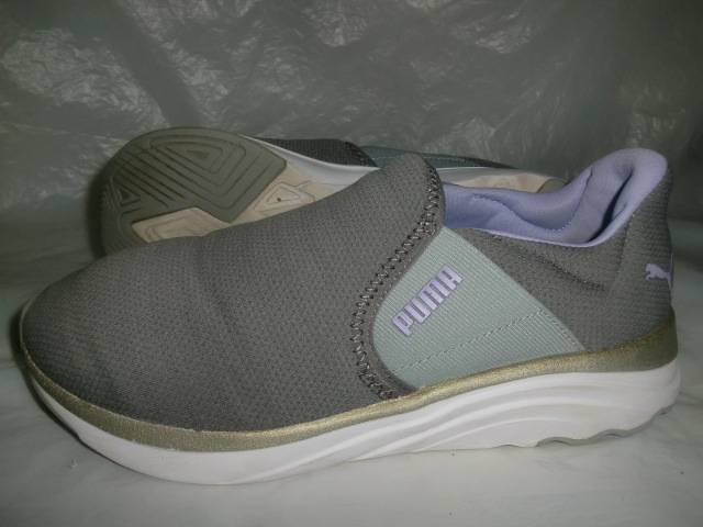 ★PUMA SOFTRIDE SOPHIA SLIP-ON 2 `23製プーマ 379117-03 ソフトライド ソフィア スリッポン 2 グレー/パープル 着用回数少拍卖