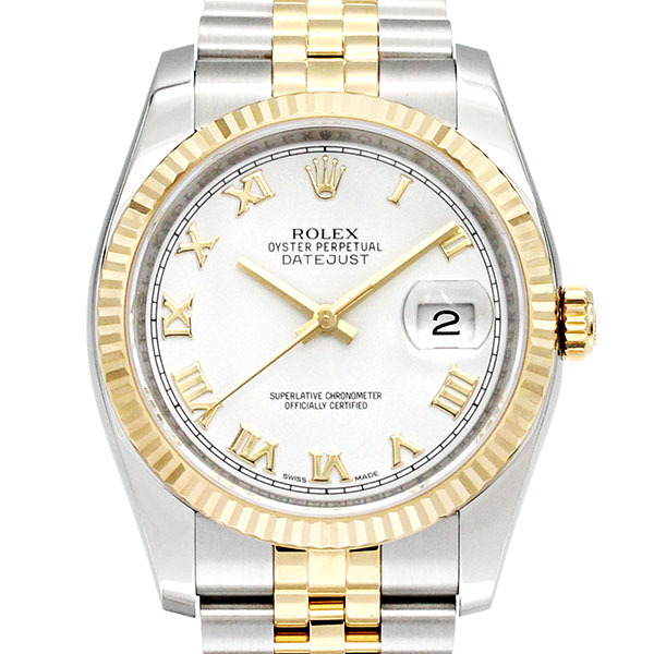 ロレックス ROLEX デイトジャスト 116233 ホワイトローマ文字盤 ランダム番 自動巻き メンズ 腕時計 中古 正規品 SS YG コンビ拍卖