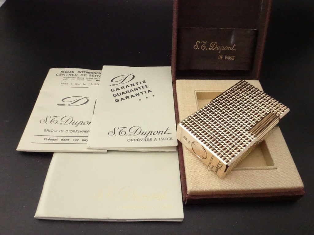 ◆◇ 【着火未確認】デュポン ライン1 ラージ ヴィンテージ P8GH37 ピンクゴールド 桃金色 ライター ケース/冊子①◇◆拍卖
