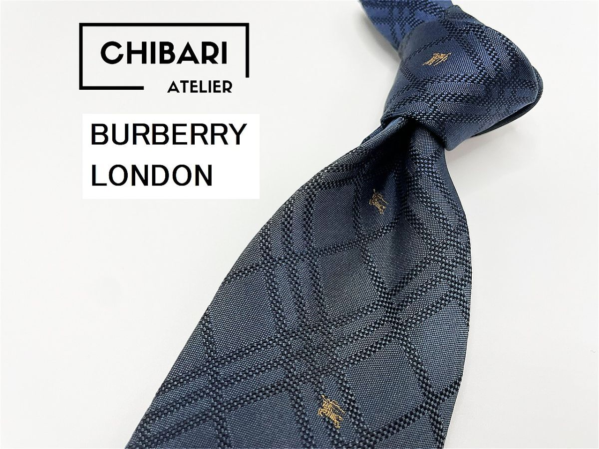 BURBERRY LONDON バーバリーロンドン ロゴ&チェック柄 ネクタイ 3本以上 送料無料 メンズ ネイビー 0204101拍卖