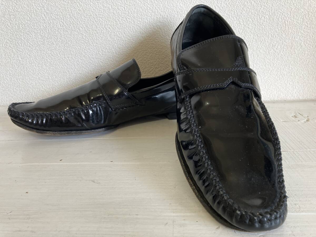 即決 DIOR HOMME ディオールオム KRIS VAN ASSCHE期 エナメルレザー ローファーシューズ ドレスシューズ メンズ42 27.5㎝位 ブラック拍卖