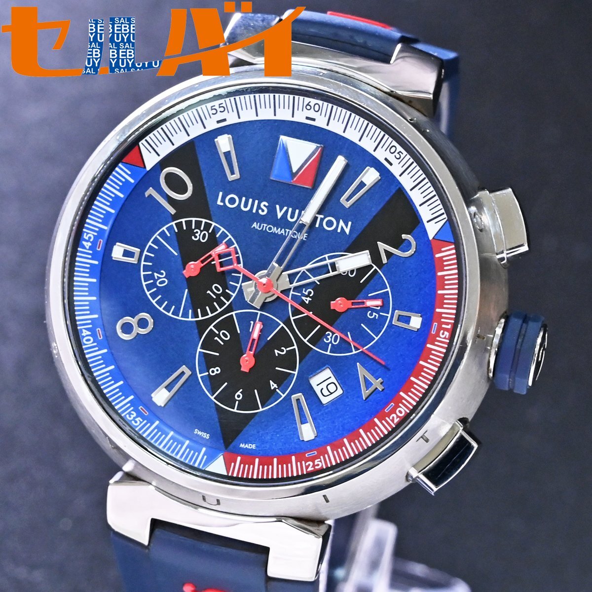本物 美品 ルイヴィトン 極希少 Q1A61 タンブール アメリカズカップ 男性用自動巻腕時計 メンズウォッチ 新型ワンタッチベルト 箱 保証書付拍卖