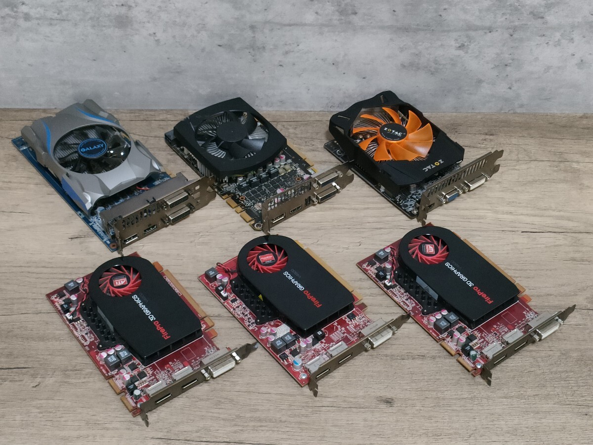 NVIDIA ZOTAC GeForce GTX650 1GB / GeForce GTX750 1GB / ATI FirePro V4900×3枚 / HP 型番不明1枚 【グラフィックボード6枚セット】拍卖