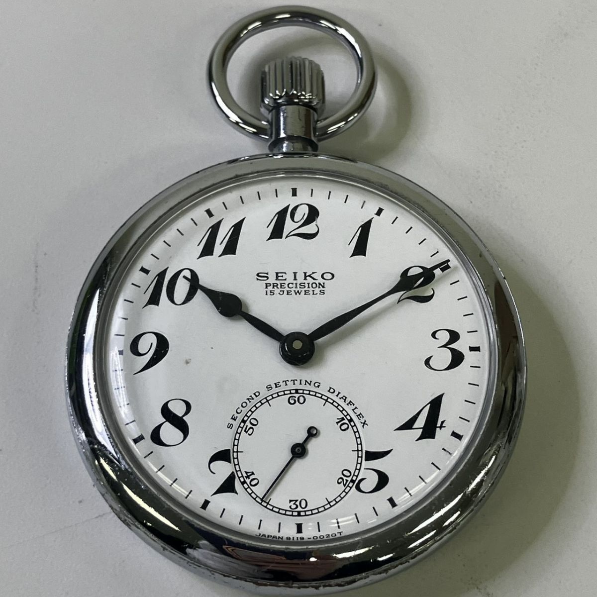 S018-HR5-362 ◎ SEIKO セイコー PRECISION プレシジョン 9119-0020T 懐中時計 鉄道 支給品 手巻き スモールセコンド 稼働品 15石 HA拍卖
