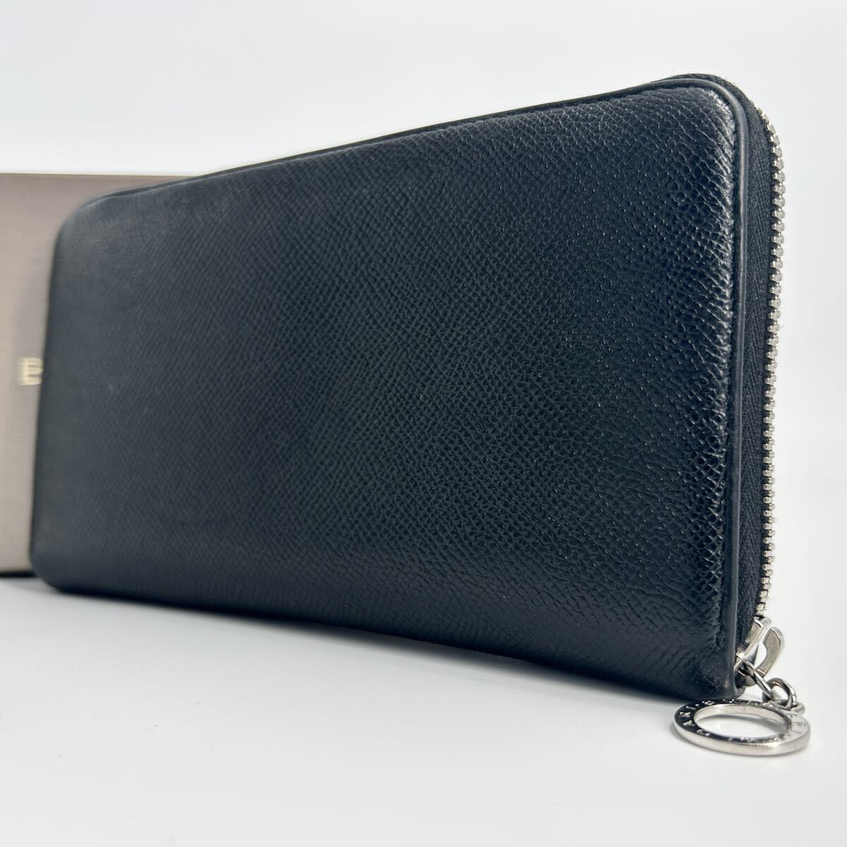 希少モデル/極美品 BVLGARI ブルガリ 長財布 サークルロゴ ビーゼロワン ラウンドファスナー ブラック メンズ ビジネス 多収納 シルバー拍卖