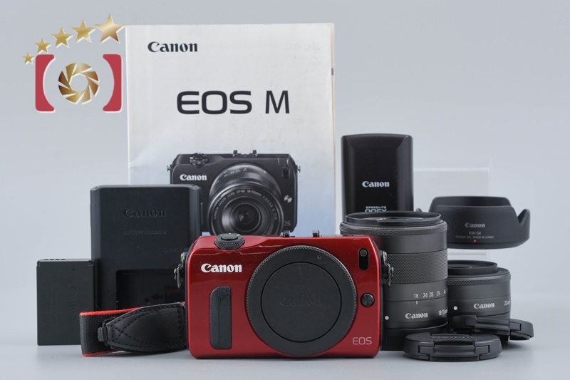 【中古】Canon キヤノン EOS M ダブルレンズキット レッド拍卖