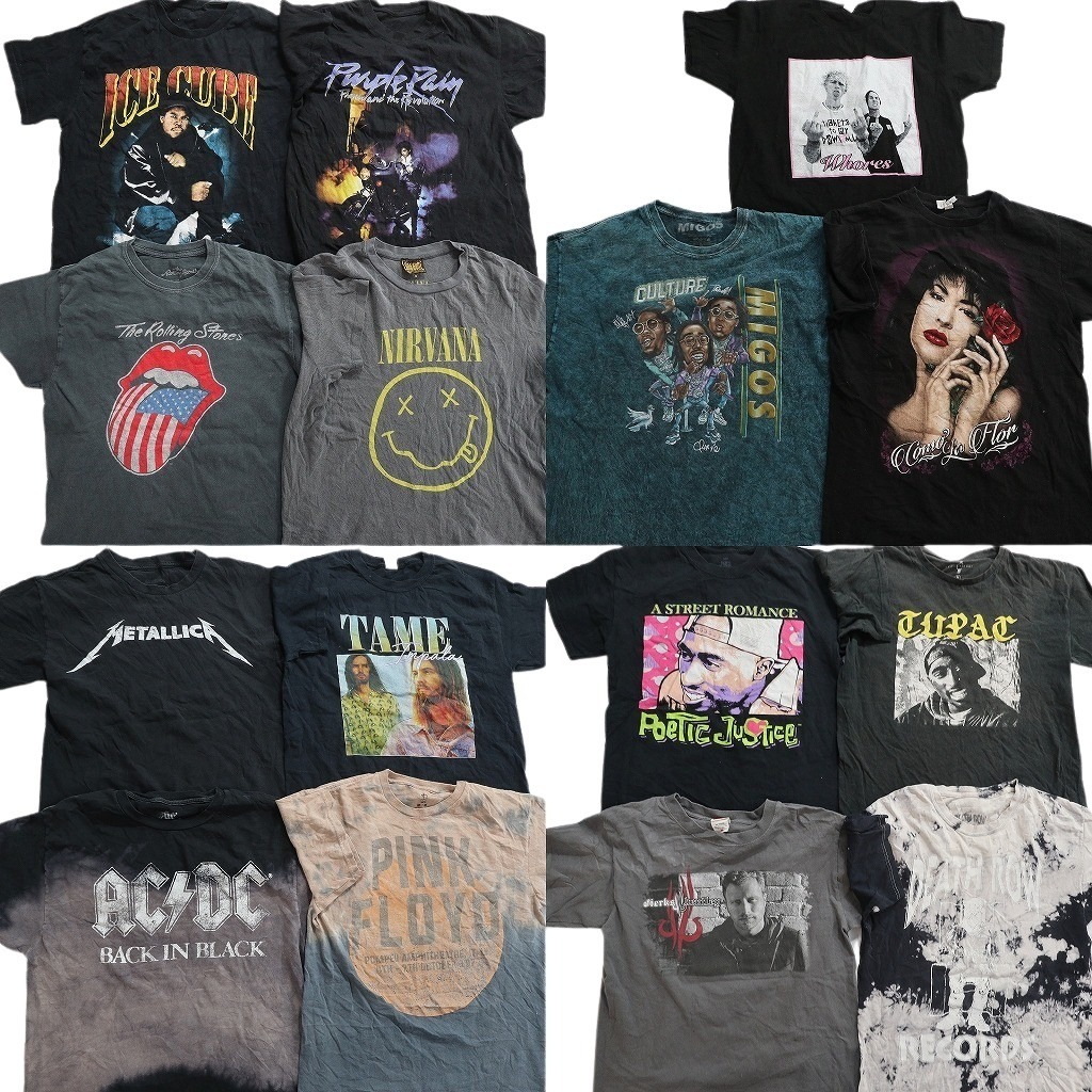 古着卸 まとめ売り 音楽・バンド 半袖Tシャツ 15枚セット (メンズ M ) ニルヴァーナ メタリカ ピンクフロイド AC/DC 中古 古着 ND9733拍卖