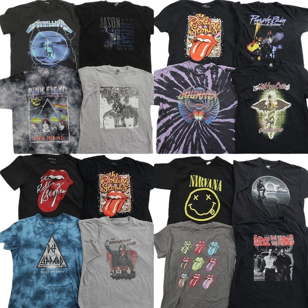 古着卸 まとめ売り 音楽・バンド 半袖Tシャツ 16枚セット (メンズ XL ) ローリングストーンズ メタリカ デフレパード 中古 古着 ND9679拍卖