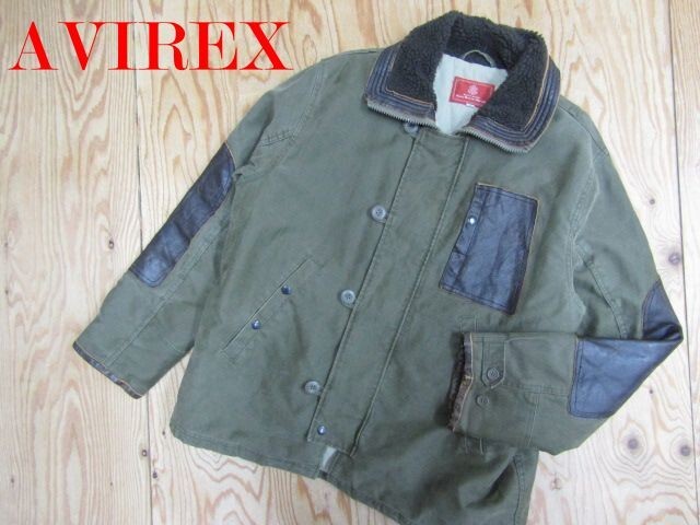 ★AVIREX アヴィレックス★メンズ N-1 デッキジャケット レザーパッチ 襟ボア★R80322004B拍卖