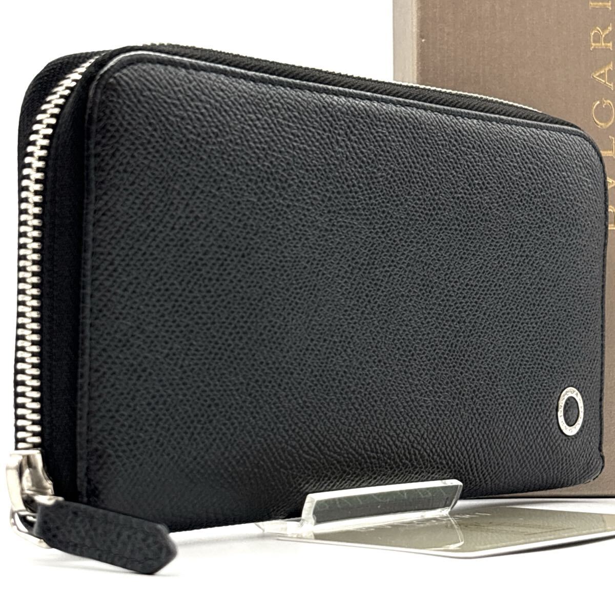 現行◆極美品◆BVLGARI ブルガリ ビーゼロワン サークルロゴ ラウンドファスナー 長財布 ロングウォレット ブラック拍卖