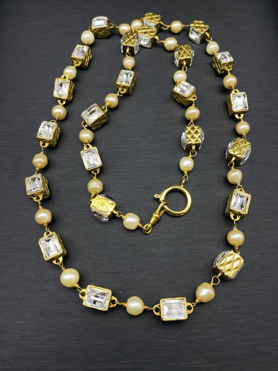 3#CZ0304 CHANEL シャネル ヴィンテージ ネックレス カラーストーン 約92cm レア 現状/未確認 60サイズ拍卖