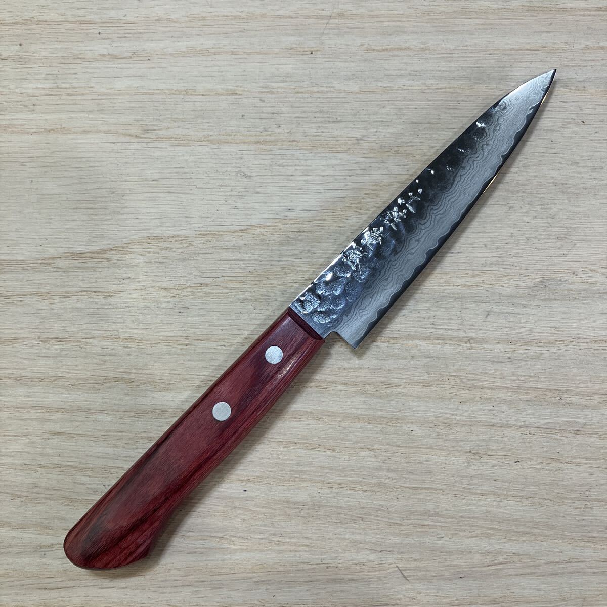 【未使用】 土佐打刃物 ペティナイフ 12㎝ ダマスカス 両刃 コバルト鋼 ペティ 果物ナイフ くだものナイフ 土佐刃物 土佐包丁 包丁 果物拍卖