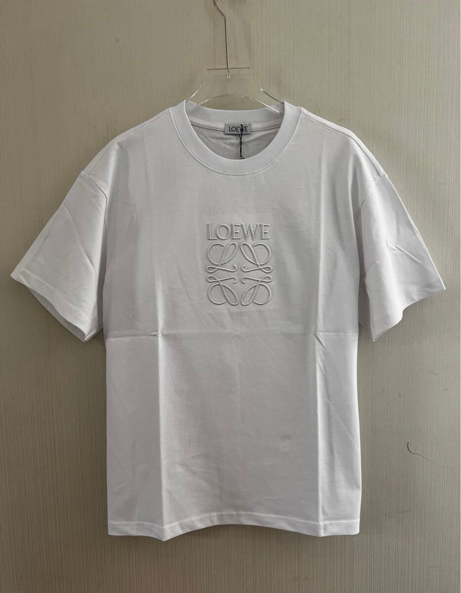 LOEWE ロエベ 半袖tシャツ 夏服 吸汗 速乾 刺繍ロゴ ゆったり コットン ■Lサイズ 丸首拍卖