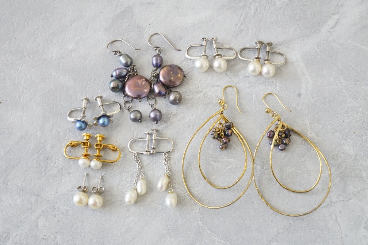 B1150 アコヤ真珠など 本真珠 イヤリング ピアス 両耳揃い ヴィンテージ アクセサリー 大量 まとめて おまとめ まとめ売り SILVER含む拍卖