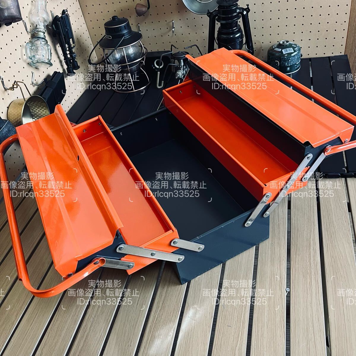 新品 ステンレス製 折りたたみ式ケース ツールボックス 多段収納 工具箱 持ち運び便利 大容量 耐久性抜群 整理アウトドア 42×20×20cm拍卖