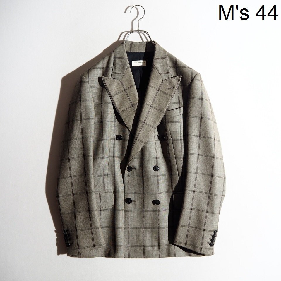 R5646P ▼DRIES VAN NOTEN ドリスヴァンノッテン▼LOVAT ウール ダブルブレスト テーラードジャケット グレーチェック 44 春~秋 mks拍卖