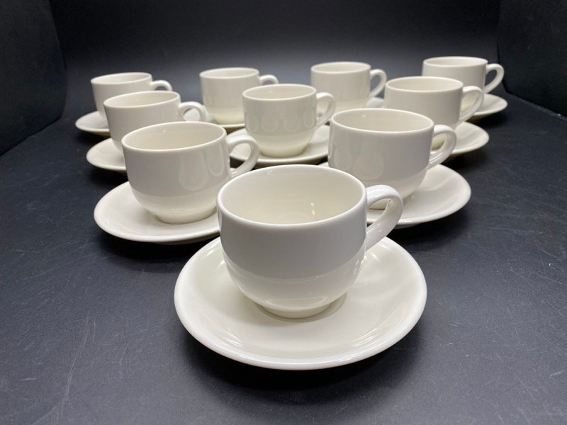 ① 業務用 カップ&ソーサー 10客 白磁 陶器 コーヒー ホテル 喫茶店 カフェ 飲食店 ☆ちょこオク☆80拍卖