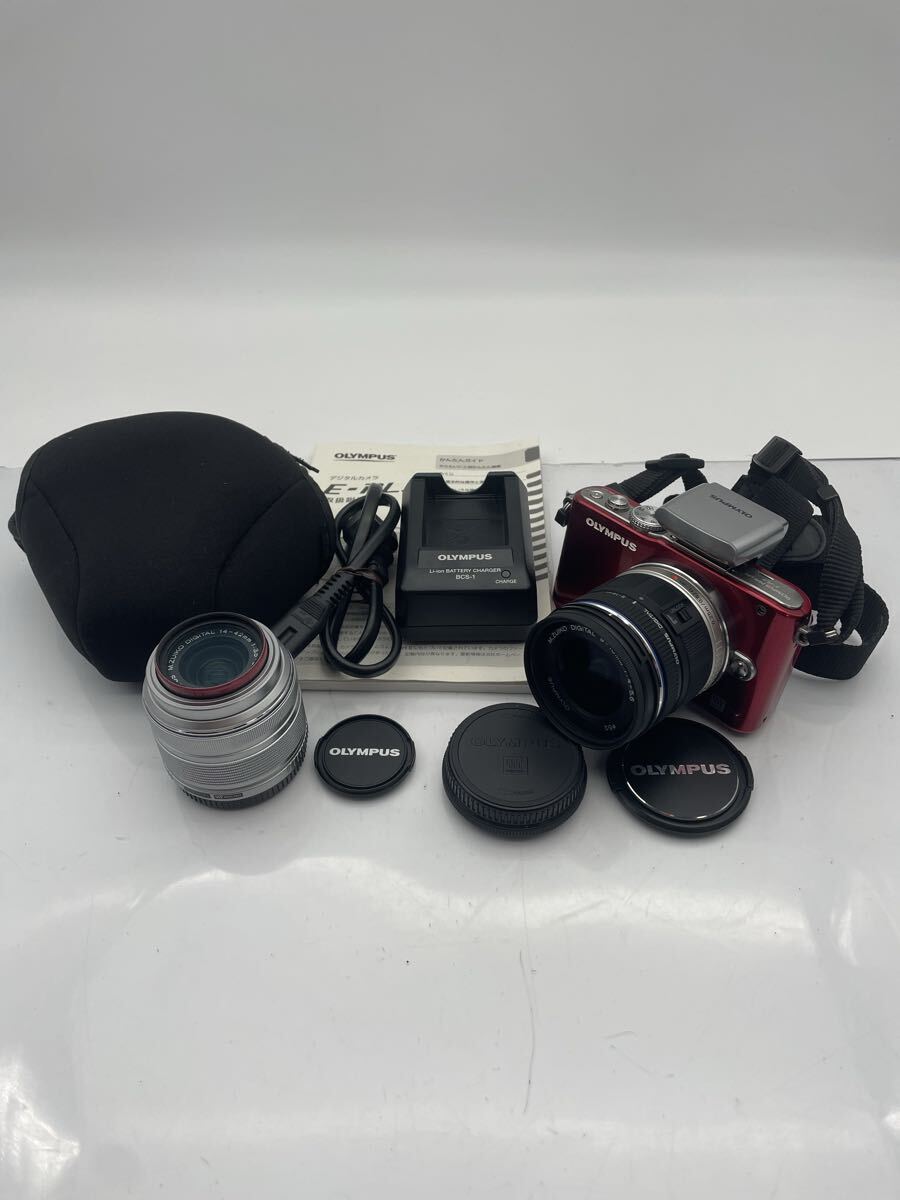 Y【500円スタート】 OLYMPUS PEN Lite IMAGING CORP デジタルカメラ E-PL3 オリンパス ミラーレスカメラ レッド レンズ付き 拍卖