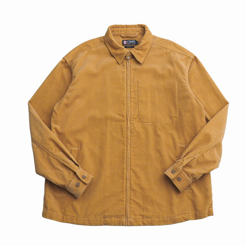 TJ1056□チャップス ラルフローレン/CHAPS RALPH RAUREN メンズL STRETCH コーデュロイジャケット ジップアップブルゾン イエロー系拍卖