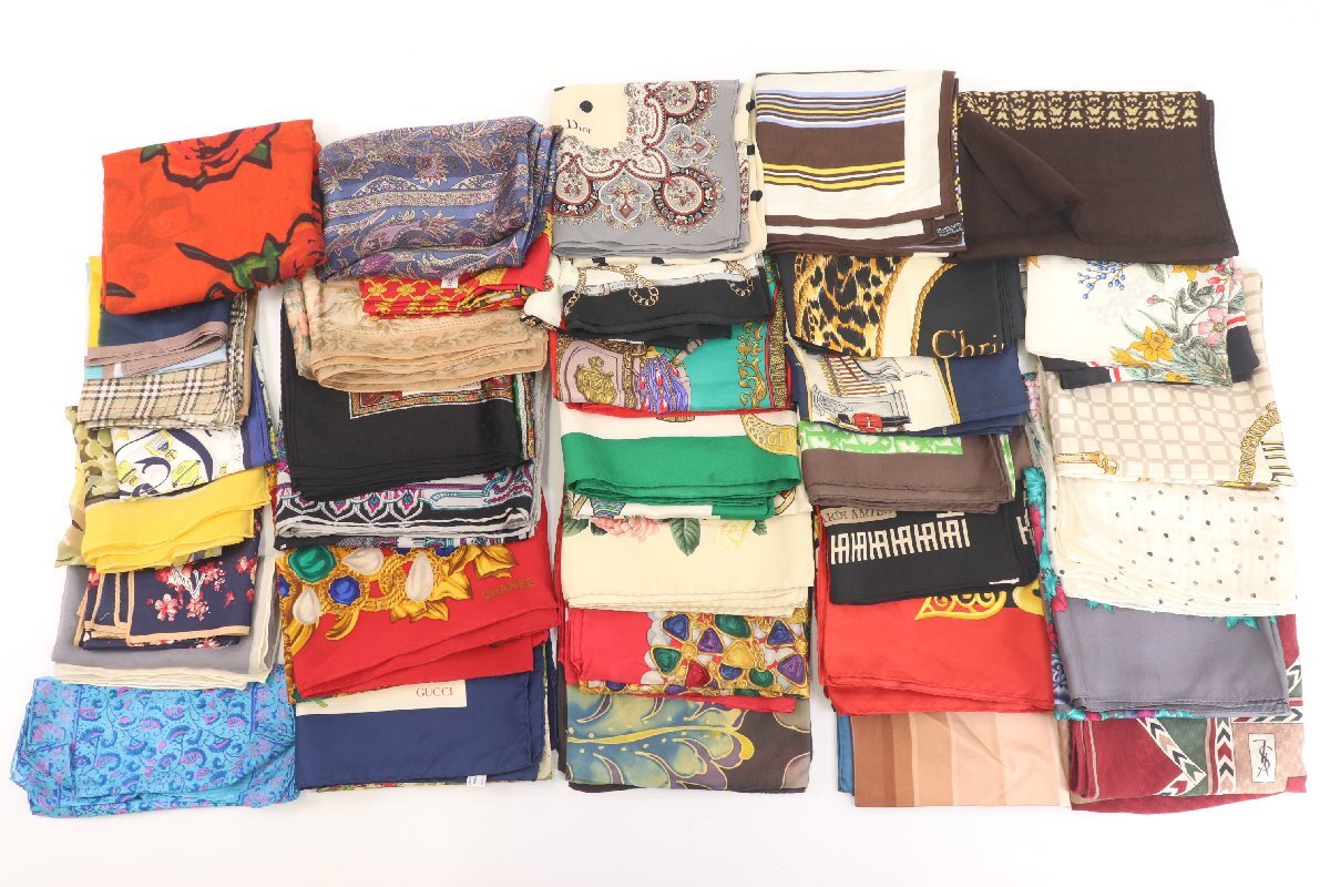 【35点】ディオール/YSL/バーバリー/シャネル/フェラガモ/セリーヌ 等 ノーブランド含む スカーフ ストール 等 小物 まとめ売り 9230-SM拍卖