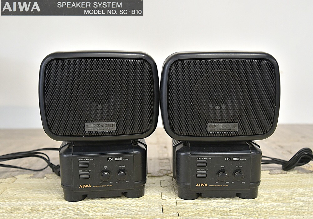 QY3-123 AIWA アイワ SC-B10 アンプ内蔵 ペアスピーカー BBE SPEAKER SYSTEM 音出し確認済 オーディオ機器 音響機器 現状品拍卖