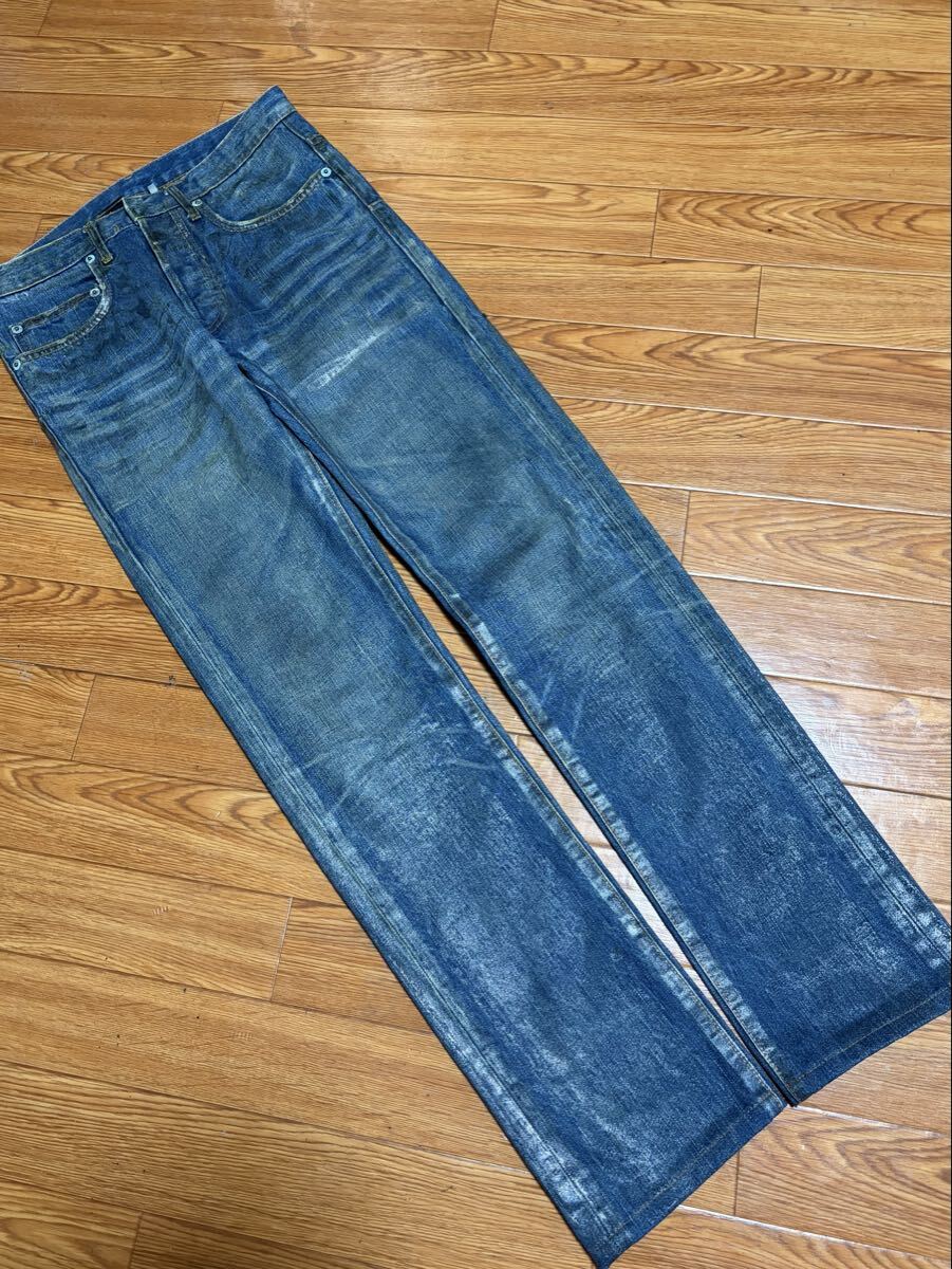 2005 dior homme ディオール ラスター コーティング デニム ブルー デニム パンツ 古着 27 ジーンズ エディ 希少 珍品拍卖