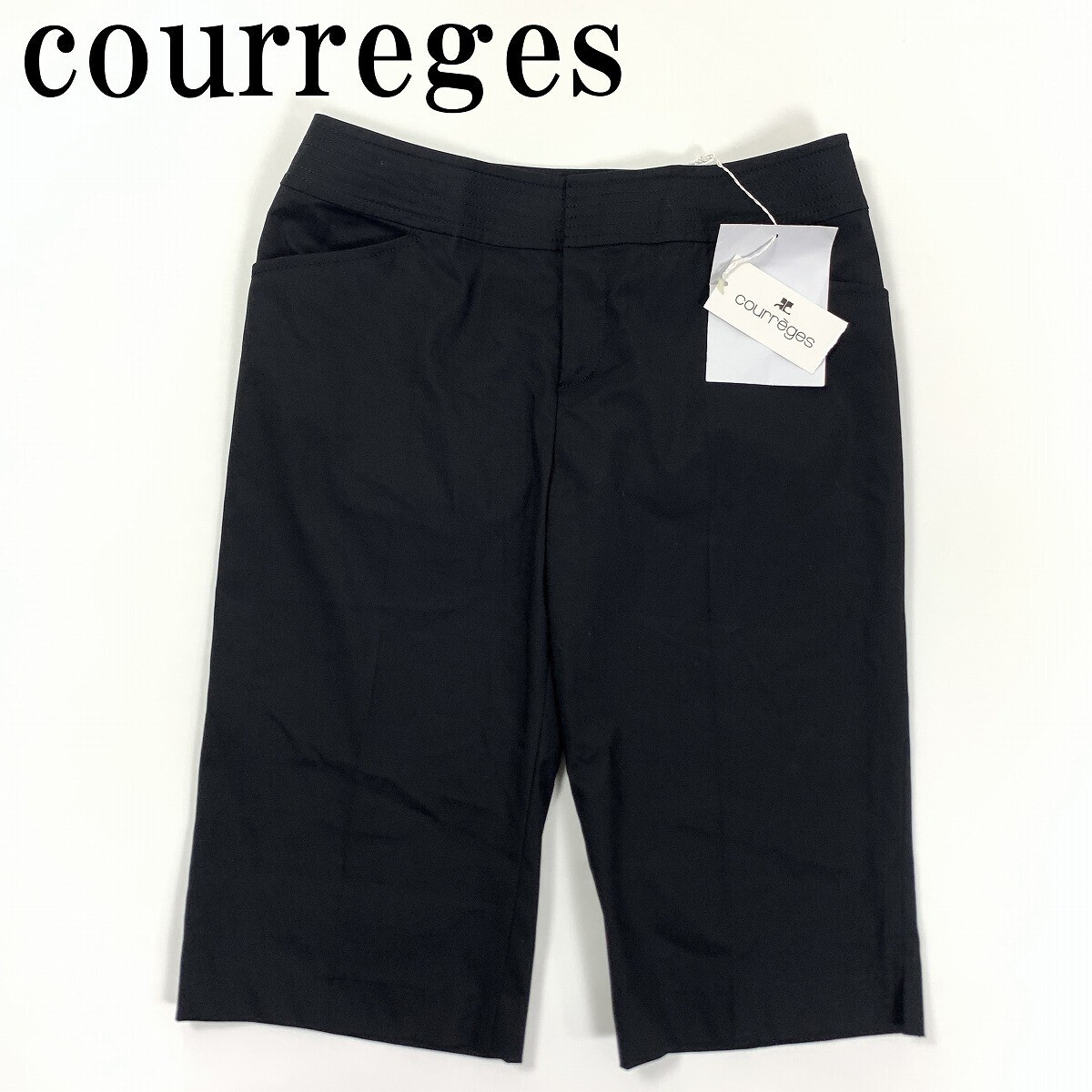 新品タグ付き courreges クレージュ コットン ハーフパンツ ショートパンツ ブラック 40◆送料無料◆YC850拍卖