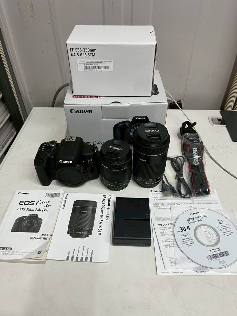 S3F22 Canon EOS Kiss X8i レンズ EFS 18-55mm 55-250mm拍卖