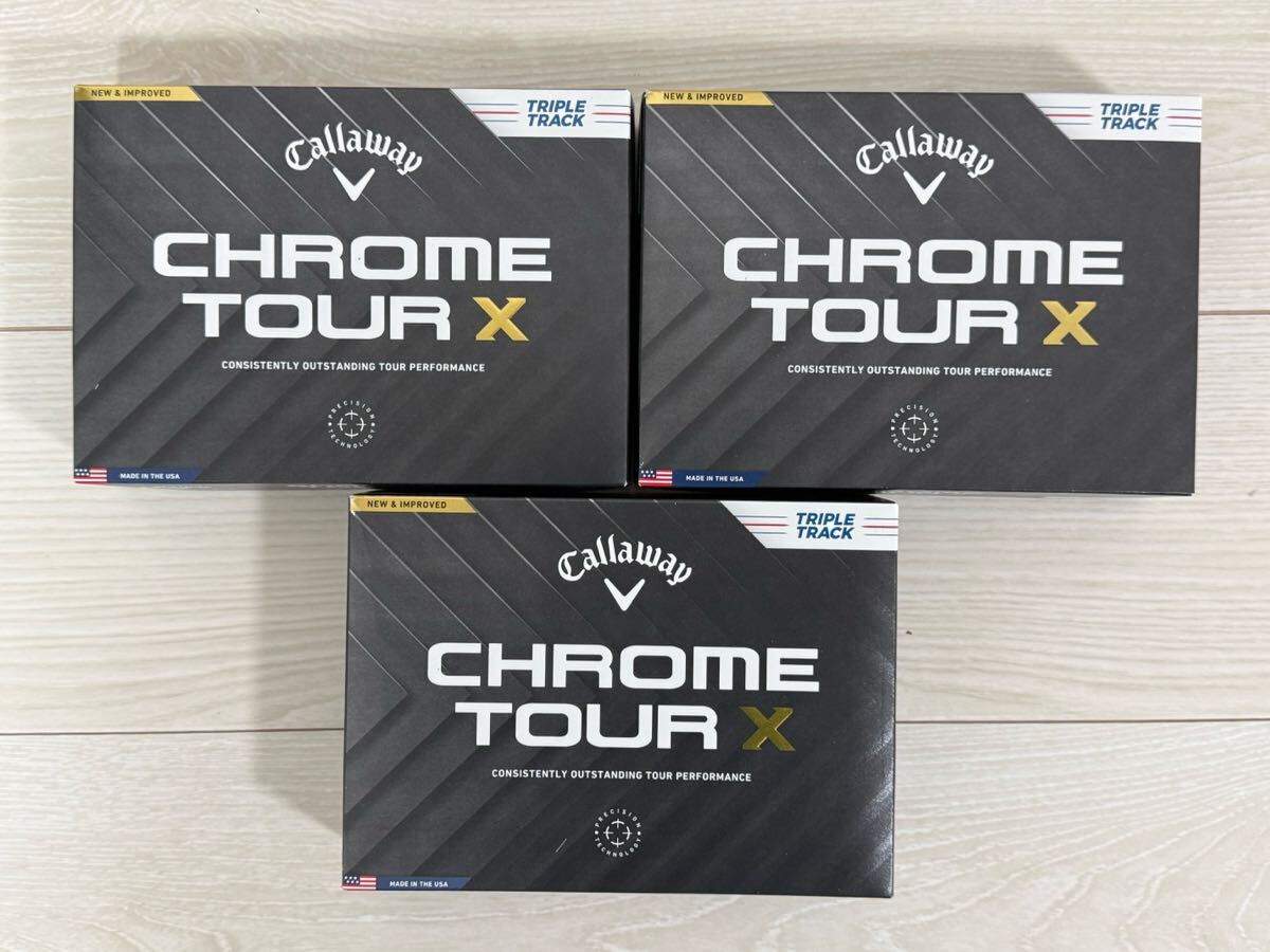 新品 送料無料 キャロウェイ 2024 クロムツアー X ホワイト トリプルトラック ゴルフボール 3ダース Callaway CHROME TOUR X拍卖