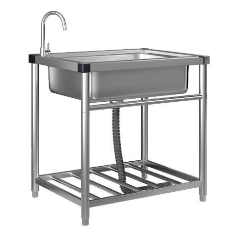 キッチン洗面器304ステンレス洗面台スタンド付き一体型流し台家庭用シンク大単槽拍卖