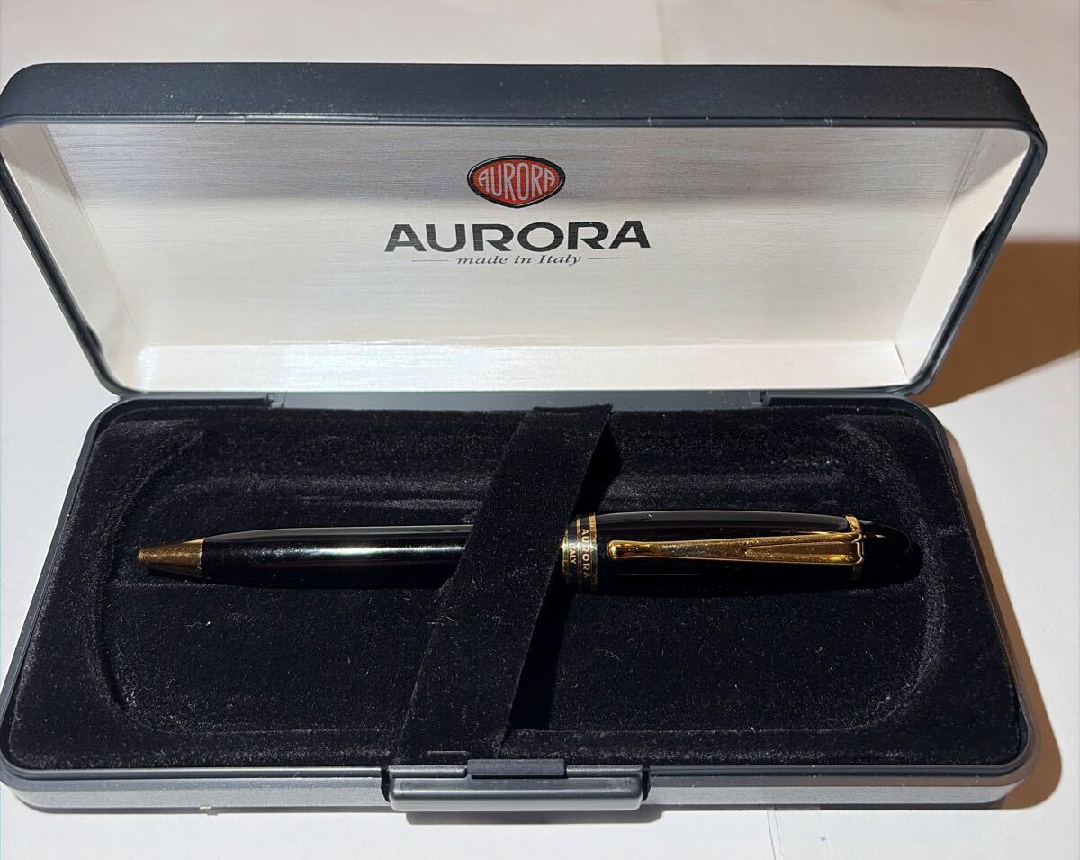 AURORA アウロラ ボールペン 油性 ノック式 ブラック ゴールド ケース・説明書・保証書付き拍卖