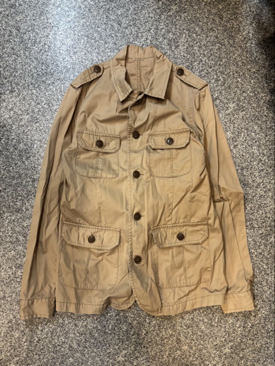 【0613 60サイズ】00s 90s TAKEO KIKUCHI タケオキクチ 日本製 ミリタリージャケット ベージュ 無地拍卖